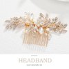 Foyte Crystal Bride Wedding Hair Comb Leaf Bridal Headpieces Rhinestone Hair Pieces Pearl Bridesmaid Side Combs Hair Accessories for Women (rhinestone)