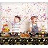 3PCS New Year Tablecloth, Disposable Black Gold NYE Party Tablecloth Decorations, Rectangular Plastic Happy New Year Table Cover NYE Theme Party Supplies for Birthday Party Decorations, 108 x 54”