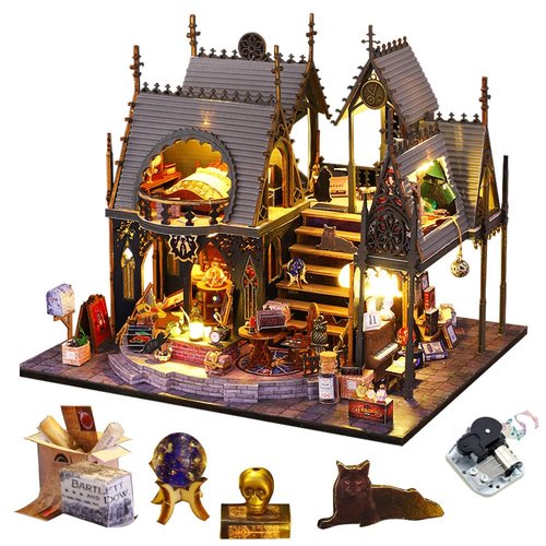 DIY Miniature Dollhouse Kit, Wooden Dollhouse Kit Miniature House Kit with Music,Creative Room Idea for Adults Magic House DIY Model Kits