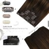 Moresoo Clip in Hair Extensions for Women Darkest Brown Mixed with Chestnut Brown Balayage Human Hair Clip Ins 18Inch Hair Extensions for Women Clip in Brown 7pcs 120G