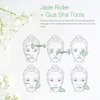 NEUTRIHERBS Jade Gua Sha & Face Roller & Vitamin C Serum Facial Tool Set(3 in 1 Kit), Home Face Massager for Wrinkle,Fine Line,Puffiness,Firm Smooth Relax Skin -- Green