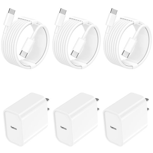 【MFi Certified】iPhone 16 Charger Fast Charging, Linocell 3Pack 10FT Long Type-C Cable + 20W PD USB-C Power Type-C Wall Charger Block for iPhone 16/16 Pro/16 Pro Max/15 Pro/iPad Pro/Air/Mini/iPad 10th