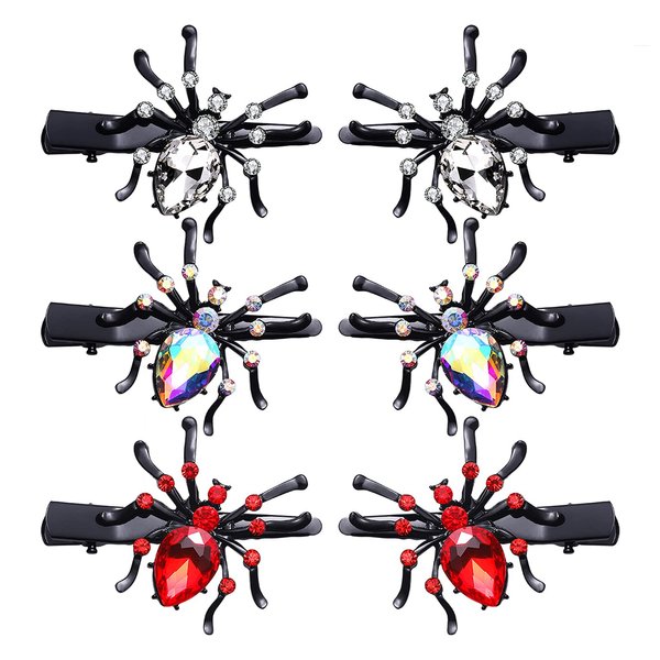 Halloween Spider Hair Clips Sparkle Crystal Spider Hairpins Rhinestone Long Alligator Clips for Women Girls Halloween Party Hair Accessory