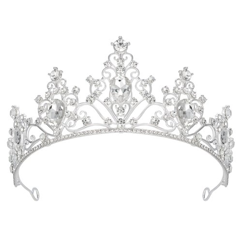 SWEETV Wedding Crowns for Women,Silver Crystal Tiaras and Crowns for Women Girls,Rhinestone Princess Tiara Hair Accessories for Quinceanera Pageant Prom Bridal Wedding Prom Party