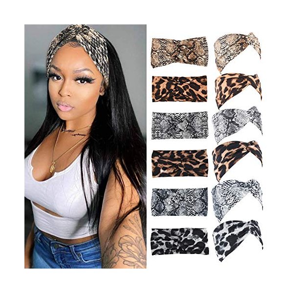 MarchQueen Fashion Headbands for Women Elastic Twisted Criss Cross Hair Bands for Girls Turban Headwraps Hair Accessories 6Pcs