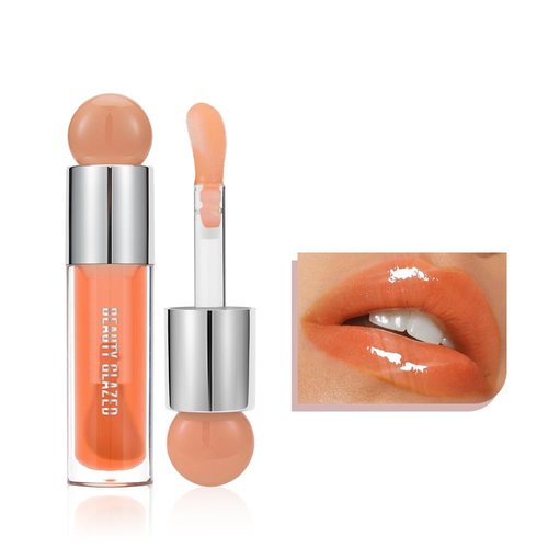 MYUANGO Moisturizing Lip Glow Oil, Hydrating Lip Care Lip Tint, Shiny Lip Glow Vegan Plumping Lip Gloss for Dry Lips (102, Travel Size)