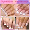 AddFavor 120pcs White French Tip Press on Nails Long Square Fake Nails Nude False Nails Sqaure French Press ons Square Nail Acrylic Artificial Nail with Adhesive Tab for Women
