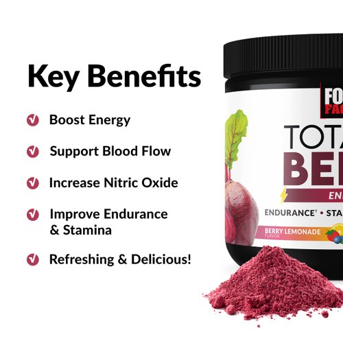 FORCE FACTOR Total Beets Beet Root Powder with Energy, NO3-T® Nitrates to Support Circulation, Blood Pressure, Blood Flow, and Stamina - Plus Green Tea Extract. A Superfood Supplement, 30 Servings