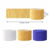 Navy-Blue White-Gold Crepe Paper Streamers - 9 Rolls Royal Blue Graduation 2024 Men Boy Birthday Party Decorations Streamer Wedding Bridal Shower Paper Garland Fathers Day Decor Panduola