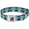 Dog Collar Seatbelt Buckle Tie Dye Reflection Turquoise Blues 9 to 15 Inches 1.0 Inch Wide