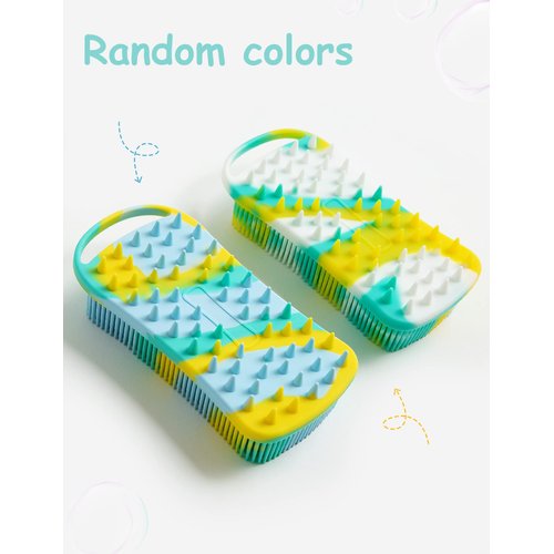 Silicone Exfoliating Body Scrubber Loofah Silicone Scalp Massager Shampoo Brush Soft Body Scrubbers for Use in Shower Lathers Well Easy to Clean 2 in 1 BSROLUNA (1 Pack Camouflage Green)