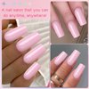 LuckForever 240pc Square Press on Nails Long Fake Nails, Long Press on Nails Square Nail Tips Full Cover Pink Acrylic Nails Press ons Nail False Fingernail with Glue Adhesive Tabs for Women Girls