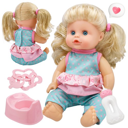 SMILESSKIDDO 12 Inch Baby Doll- Interactive Talking Feeding Reborn Baby Dolls with Different Sounds and Accessories, Pretend Play Preschool Toys Gift for Girls 2 3 4 5+ Years Old