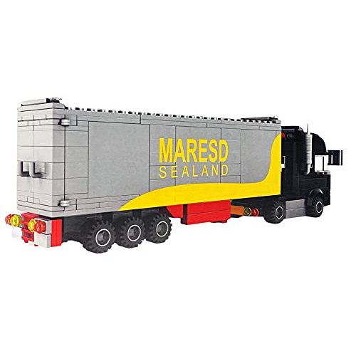 General Jim's Black Semi Truck Building Blocks Set – 231mm Highly Detailed Model - Realistic Black Cab, Gray and Yellow Trailer, Mirrors, Exhaust Stack – Perfect for Hobbyists & Train Garden Displays