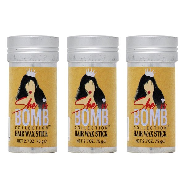 She Is Bomb Collection Hair Wax Stick 2.7 Oz. (Pack of 3)