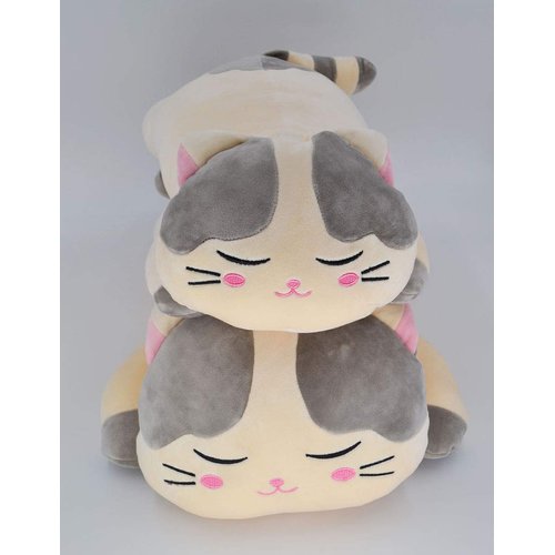 MASSJOY Very Soft Cat Big Hugging Pillow Plush Kitten Kitty Stuffed Animals Gray