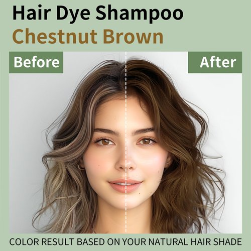 TYAYW 3 in 1 Hair Dye Shampoo for Gray Hair, 16.9 Fl Oz (Chestnut Brown for Men & Women)