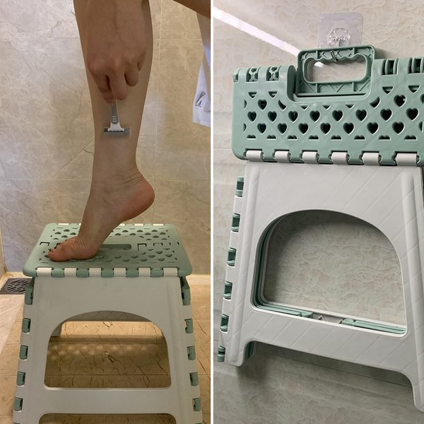 TRANOMOS Shower Foot Rest, Shower Stool for Shaving Legs, Folding Plastic Shower Step Stool for Inside Shower, Waterproof Pedicure Stand Foot Rest for Corner, Green