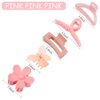 Ahoney 5 Pack Cute Pink Hair Clips 3.4-4.3 Inch Jaw Clips for Hair Big Hair Clamp Butterfly Flower Pink Hair Accessories for Women Non Slip Hair Styling for Girls