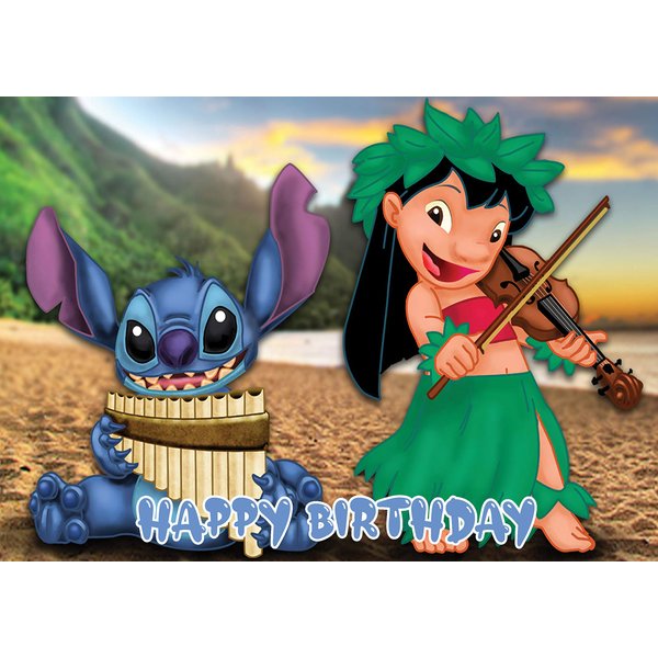 8.3 x 11.7 Inch Edible Square Cake Toppers – Lilo And Stich Themed Birthday Party Collection of Edible Cake Decorations