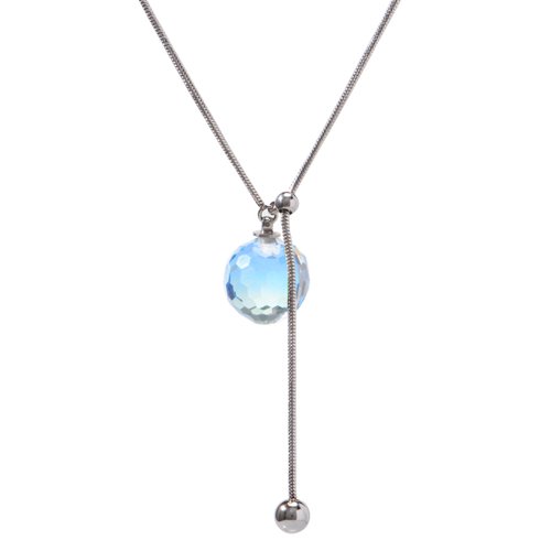 XISAINI Disco Ball Crystal Necklace for Women Colored Chain Pandent Fashion Jewelry Gift for Her (D)