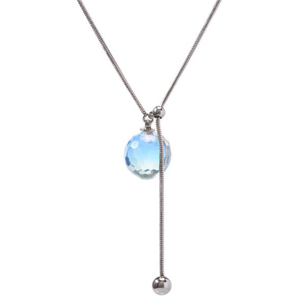 XISAINI Disco Ball Crystal Necklace for Women Colored Chain Pandent Fashion Jewelry Gift for Her (D)