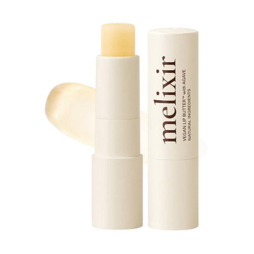 Melixir Vegan Lip Butter #01 Agave(Clear) (+11 more colors) 0.13oz, Bee Free, Petrolatum Free, Deep Nourishing Plant-Based Vegan Chapstick, Vegan Lip Balm for Dry, Cracked and Chapped Lips