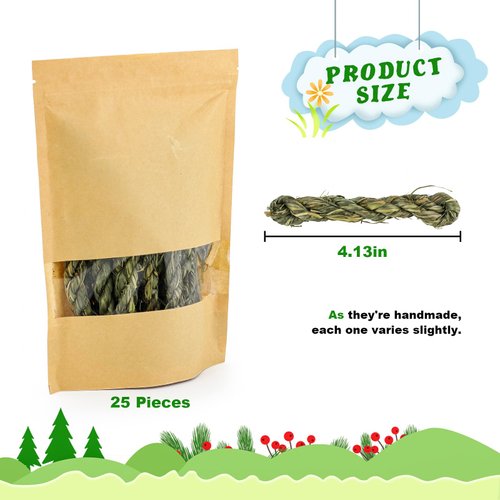 matafat 25pcs Rabbit Timothy Hay Toy for Bunny Small Animal Treats Natural Grass Stick Chew Toys Snacks Molar Teeth Grinding for Guinea Pigs Chinchillas Hamsters