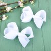 DEEKA 12 PCS 6" Big Hand-made Grosgrain Ribbon Hair Bow Alligator Clips Hair Accessories for Little Teen Toddler Girls - White