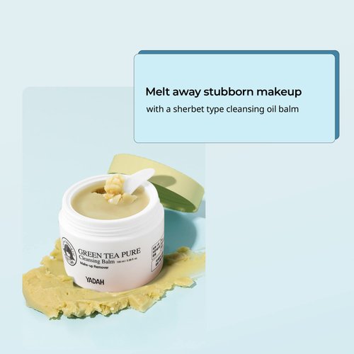 YADAH Green Tea Cleansing Balm (3.38fl oz) - Makeup Remover, Moisturizing, Residue-Free. Korean Skin Care. Vegan, Hypoallergenic.