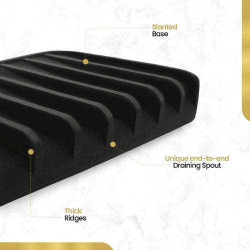 EFFILOGIC Kitchen Soap Tray - Dish Soap Holder for Kitchen Counter Kitchen Sink Sponge Holder Sink Protectors for Kitchen Sink Organizer Drying Mat for Kitchen Counter Bathroom Soap Holder MediumBlack