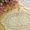 Phantomon Lace Doilies Handmade Crochet Placemats Cotton Doilies Cloth Lace, Pack of 4, Oval Shape, 10 x 14 inch (Beige)