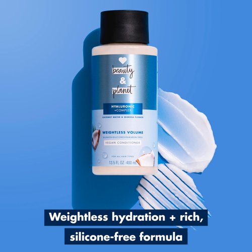 Love Beauty and Planet Weightless Volume Conditioner with Hylauronic acid Coconut Water & Mimosa Flower for Thin and Fine Hair Care 13.5 oz