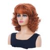 Gerulyss Short Copper Red Wigs for Women Auburn Wavy Shoulder Length Wig with Bangs Synthetic Ginger Curly Natural Wig for Role Play,Halloween,Daily Use