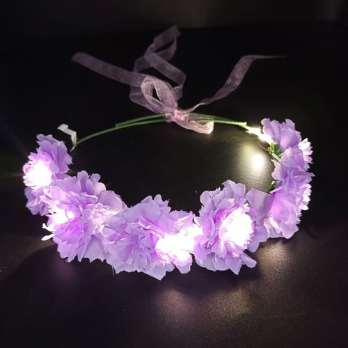Atifober Light Up Purple Flower Crown，Led Flower Crown Purple Light Up Headbands For Women Glowing Wreath Headpiece Light Up Floral Crowns Luminous Birthday Party Photoshoot Props Headwear(Purple)