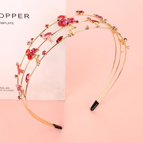 GLBCC Flamingo Headband Pink Crystal Jeweled Flamingos Hairband Fun Summer Tropical Vacation Flam...