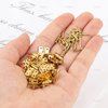 AUEAR, 50 Pack Miniature Hinges Hardware Jewelry Box Tiny Hardware with 200 Pieces Screws 180 Degree Rotation for Miniature Furniture Craft Closet Cabinet (Gold)