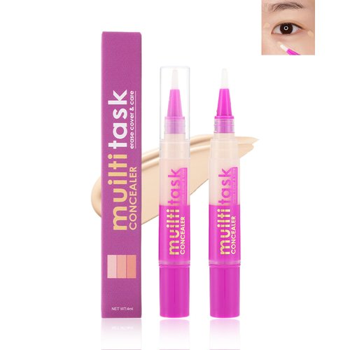 Flawless Brightening Concealer Pen-2Pcs Liquid Concealer stick, Concealer & Illuminating Face Makeup, Conceal Dark Under Eye Circle, Buildable Medium-to-Full Coverage, Highlighter & Corrector-01 Fair