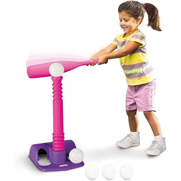 Little Tikes T-Ball Set, Pink, 5 Balls, for Toddlers Ages 18+ Months (Full Set - T, Bat & 5 Baseballs)