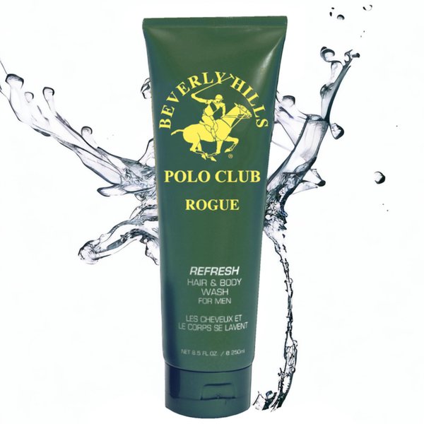 Beverly Hills Polo Club Refreshing and Cleansing Hair and Body Wash for Men with Luxury Designer Scents BHPC 8.5 oz (Rogue)