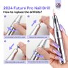 SAVILAND Electric Nail Drill Professional: 2024 Pro Future Tech 40000RPM Nail Drill Kit E File for Acrylic Nails Gel Polish Rechargeable 6000mAh Portable Nail Filer Drill Bits Salon Manicure Pedicure