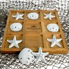 Starfish Tic Tac Toe Game - 9" x 9" - Beach Tic Tac Toe Game - Coastal Beach House Coffee Table Game Board - Tic Tac Toe Decor - Beach House Games - White Starfish & Sand Dollars