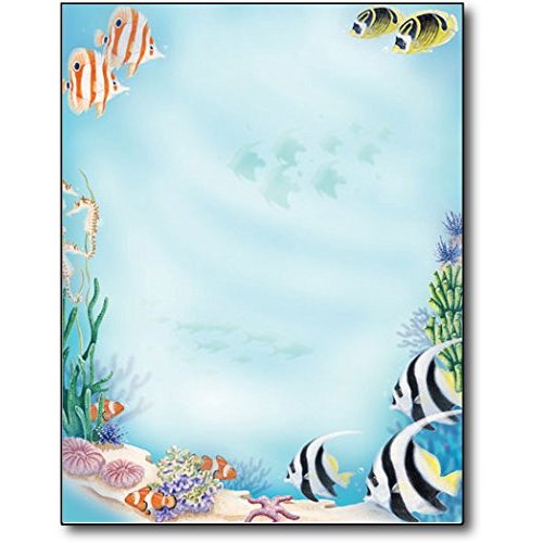 Sea Life Tropical Stationery Letterhead Paper - 80 Sheets