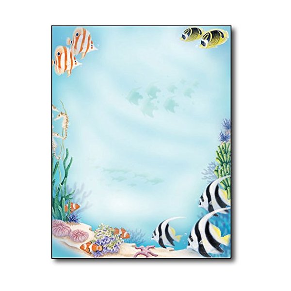 Sea Life Tropical Stationery Letterhead Paper - 80 Sheets