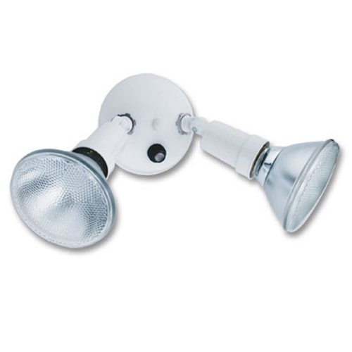 Lithonia Lighting OFTH 300PR 120 P WH M12 Adjustable Twin Par Outdoor Flood Light Holder, Photocell Dusk to Dawn Sensor for Backyard Lighting, 120 Volts, Uses 2 Lamps Up to 150W (Not Included), White