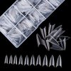 Beuniar Stiletto Nail Tips 500Pcs Short Sharp Ending False Acrylic Nails Tip Half Cover 10 Sizes with Box for Nail Salons Home DIY (Clear)