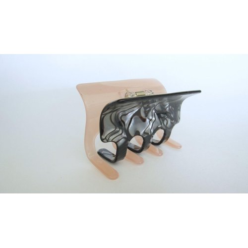 Generic One side abalone sea shell effect one side peach hair claw clamp clip