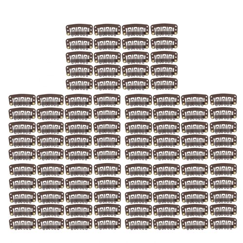 Sonew 100pcs 6 Teeth Wig Clips, 3.2cm U Shape Hair Extension Snap Clips Hat Fixing Clips Wig Accessories Clips for Women Hair Extensions
