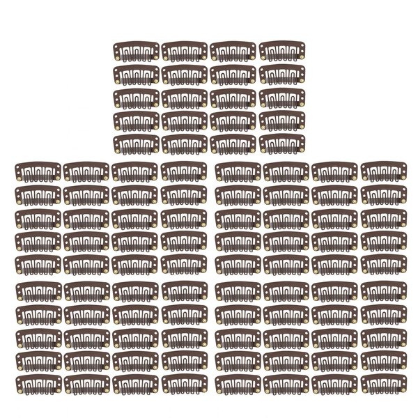 Sonew 100pcs 6 Teeth Wig Clips, 3.2cm U Shape Hair Extension Snap Clips Hat Fixing Clips Wig Accessories Clips for Women Hair Extensions