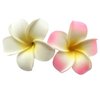 2 PCS 7cm White and Pink Hawaiian Frangipani Plumeria Foam Head Flower Party Beach Hair Clip Hair Clips